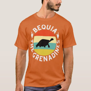 Bequia the Grenadines Retro Sunset med Turtle 26 T Shirt