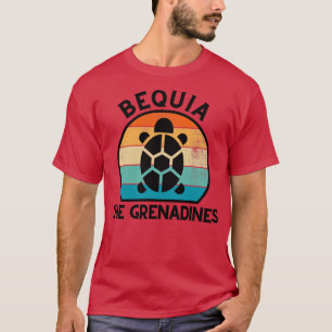 Bequia the Grenadines Retro Sunset med Turtle 26 T Shirt