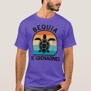 Bequia the Grenadines Retro Sunset med Turtle 27 T Shirt