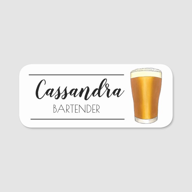 Ber Glass Pint Ale Lager Pub Pub Beverage Drink Namnbricka (Framsida)