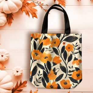 Beräkna Blommigt för klassisk Orange på persikofac Tygkasse