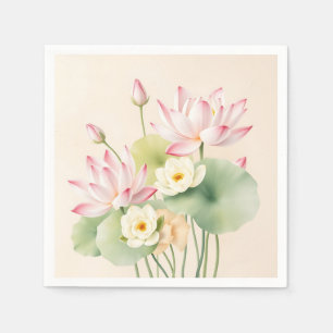 Beräkning av Lotus Flowers i vattenfärg Pappersservett