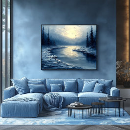 Beräkning av reflektioner på en Quiet River Dusk Poster