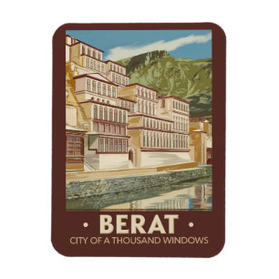 Berat Albaniens illustration Travel Art Vintage Magnet