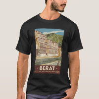 Berat Albaniens illustration Travel Art Vintage