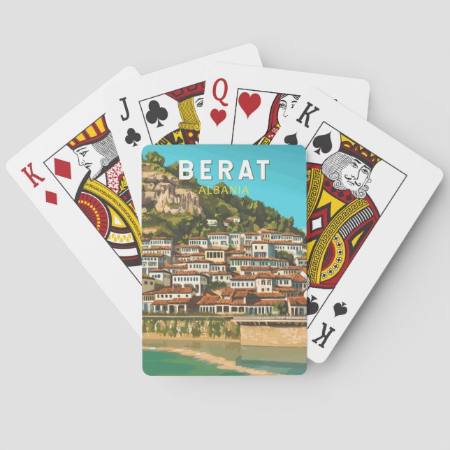 Berat Albaniens Travel Art-Vintage Casinokort (Baksidan)
