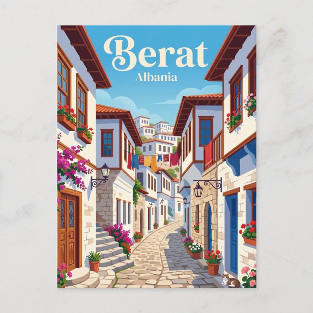 Berat Gamla Stans Gränd Albanien Vykort (Framsida)