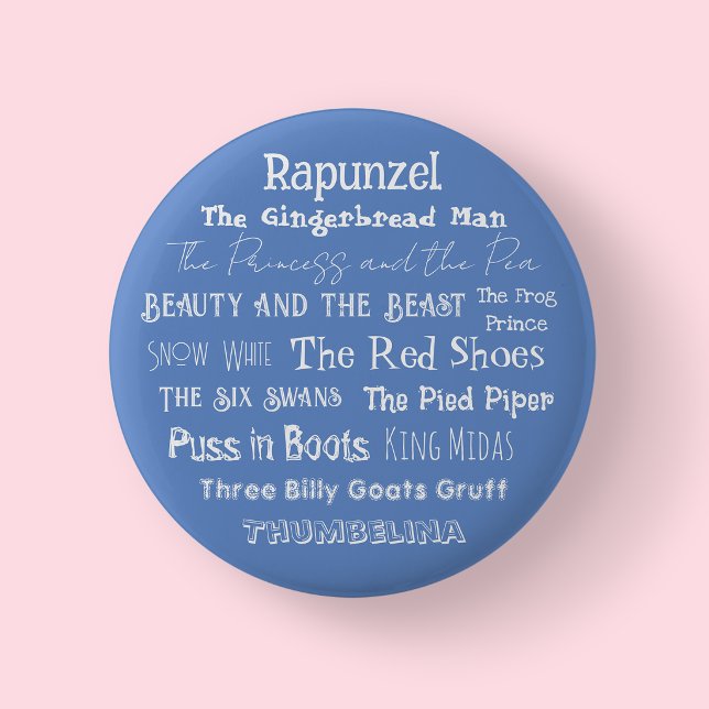 Berätta en saga dag märke/ knapp (Fairy Tale Day Badge Blue)