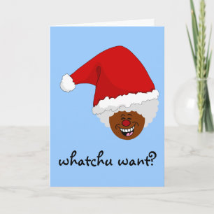 Berätta för Black Santa vad du vill ha i jul Helgkort