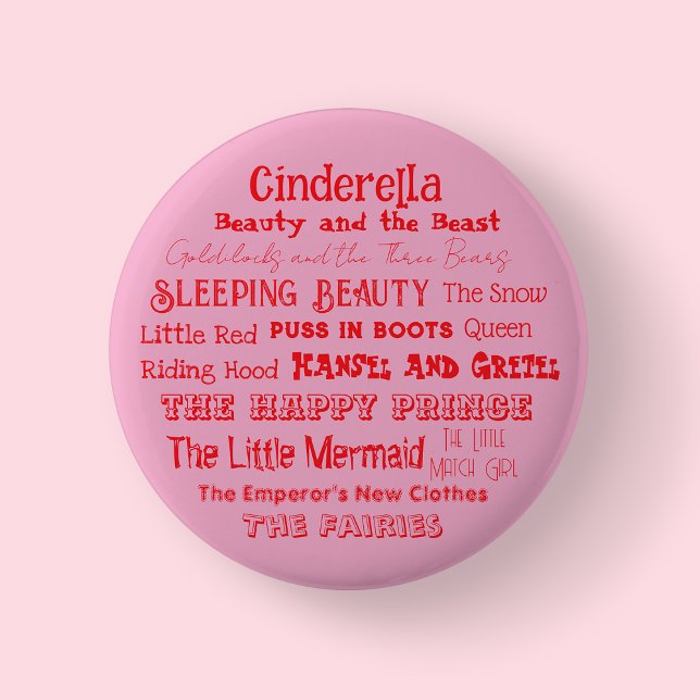 Berätta för mig om tandköttsdagen/ knapp (Pink Fairy Tale Badge/Button)