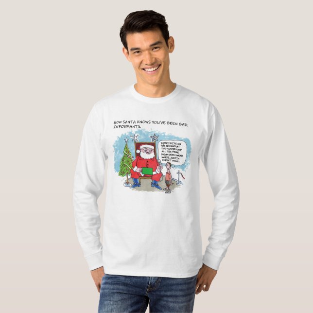 Berätta för Tomte långärmad T-shirt (Hel framsida)