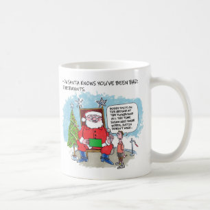 Berätta för tomte vänsterhandsmugg kaffemugg