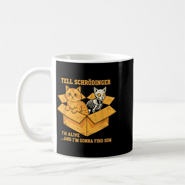 Berätta Schrödinger Levande Och Kommer För Fysik Kaffemugg (Vänster)