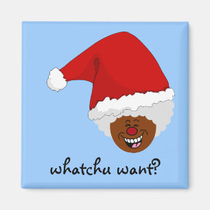 Berätta svart Santa vad du önskar för jul Magnet