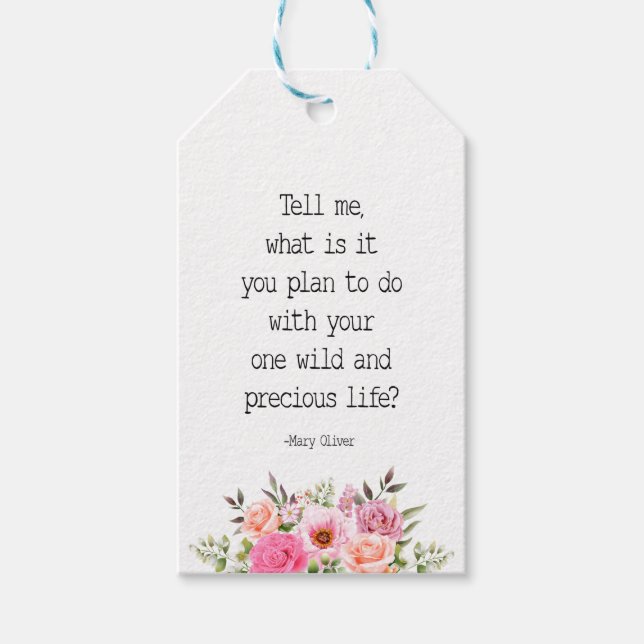 Berätta vad du planerar, Mary Oliver Quote Presentetikett (Framsidan)