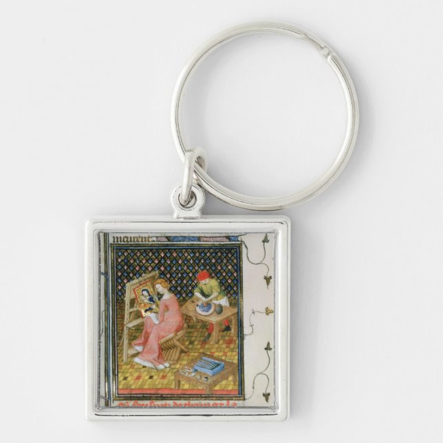 Berättelsen av Thamyris, från ` De Claris Fyrkantig Silverfärgad Nyckelring (Framsidan)