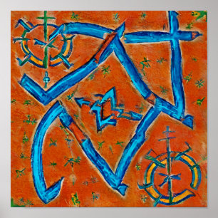 Berber Amazigh-motiv, abstrakter och symboler Poster