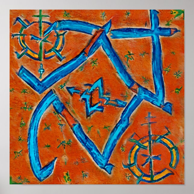 Berber Amazigh-motiv, abstrakter och symboler Poster (Framsidan)