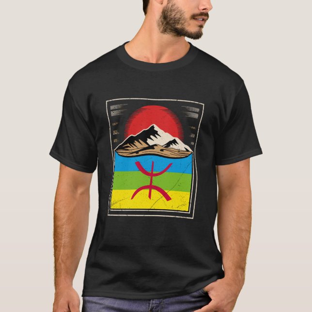 Berber Kabylie Amazigh-flagga T Shirt (Framsida)