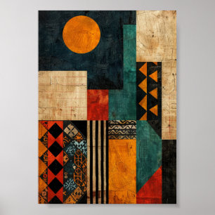 Berber Tribal Graphics: Geometric Earth Tones Poster