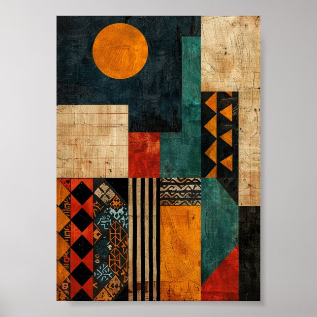 Berber Tribal Graphics: Geometric Earth Tones Poster (Framsidan)