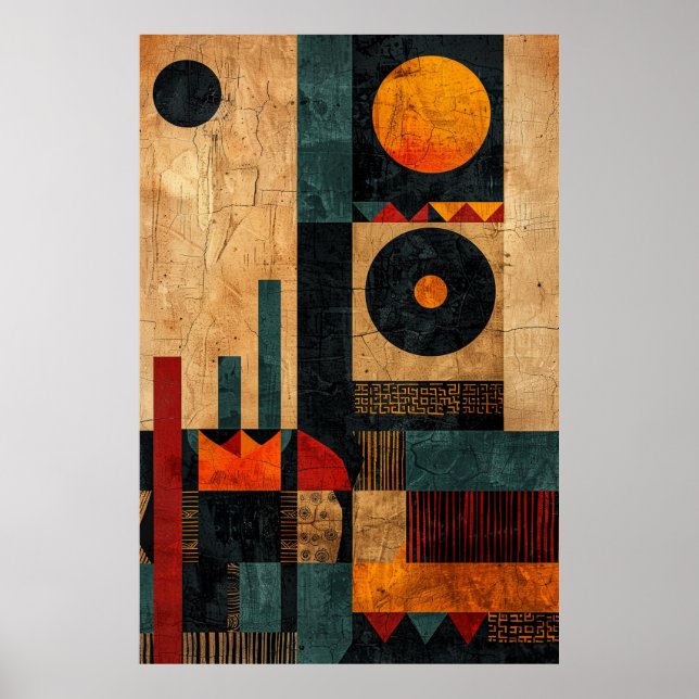 Berber Tribal Graphics: Geometric Earth Tones Poster (Framsidan)