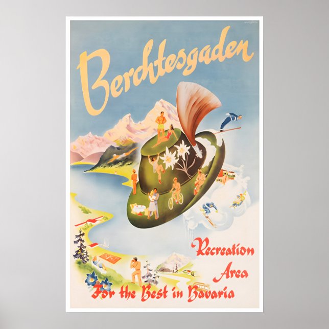 Berchtesgaden Konst Bayern Resa Affisch Tyskland (Framsidan)