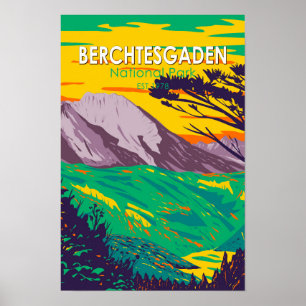 Berchtesgaden nationalpark Tyskland Vintage Poster