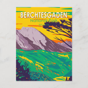 Berchtesgaden nationalpark Tyskland Vintage Vykort