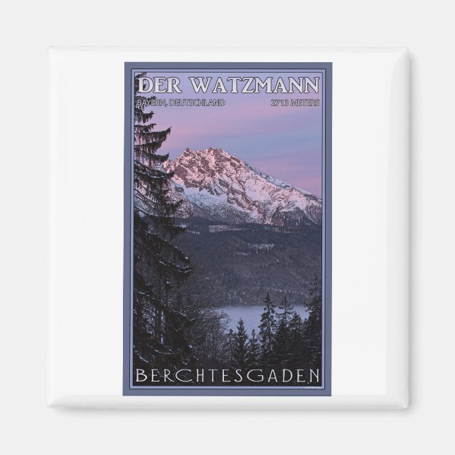 Berchtesgaden - Watzmann Alpenglow Magnet (Framsidan)