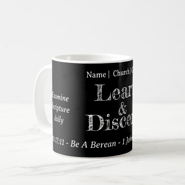 Berean Search Scripture Personlig Black Kaffemugg (Framsida vänster)