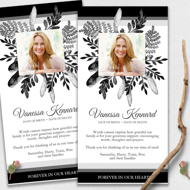 Bereaved Mörk Blommigt Begraver tackkort Tack Kort (funeral thank you cards, bereavement, elegant, simple, celebration of life, sympathy card)