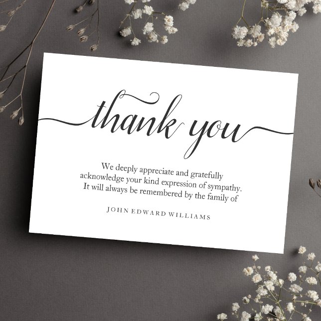 Bereavement av tack-Tackkort Tack Kort (Gray Sympathy Thank You Card)