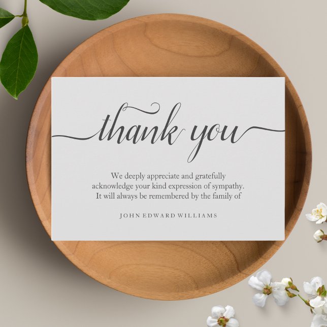 Bereavement av tack-Tackkort Tack Kort (Gray Sympathy Thank You Card)
