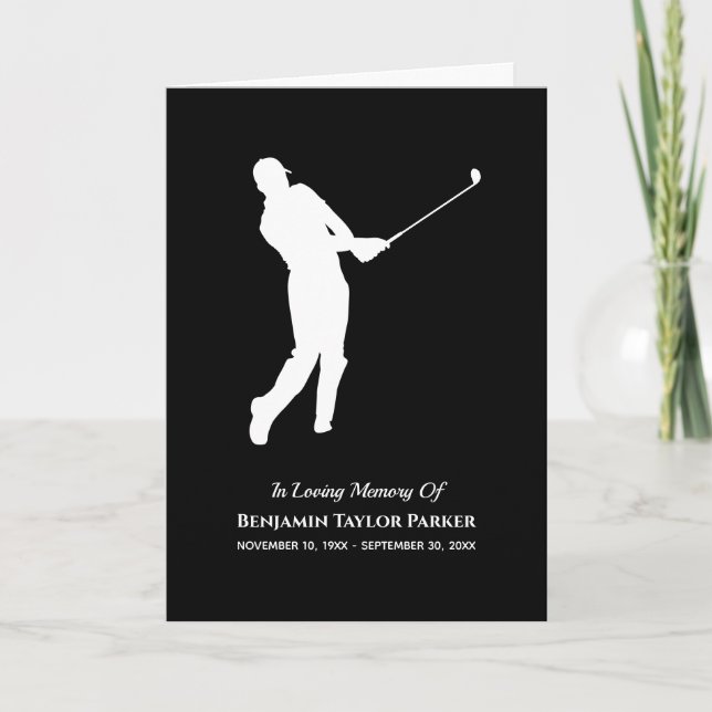 Bereavement Sympathy Funeral Memorial Golf Player Tack Kort (Framsida)