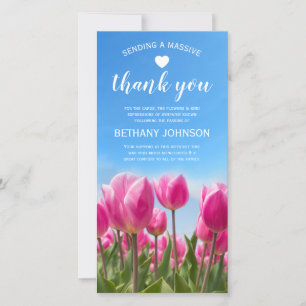 Bereavement Tack Rosa Tulips Funeral Kort