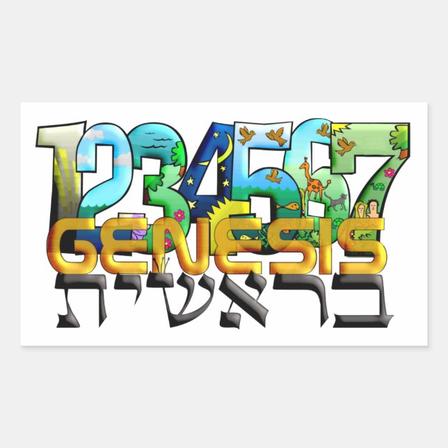 Bereshit Rektangulärt Klistermärke (Framsida)