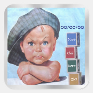 Beret Baby Spara-the-Date-Sticker Fyrkantigt Klistermärke