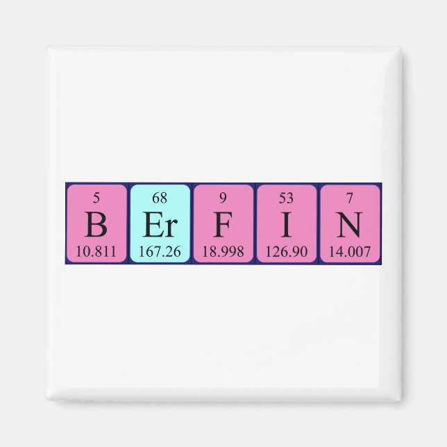 Berfin periodiskt bord namn magnet (Framsidan)