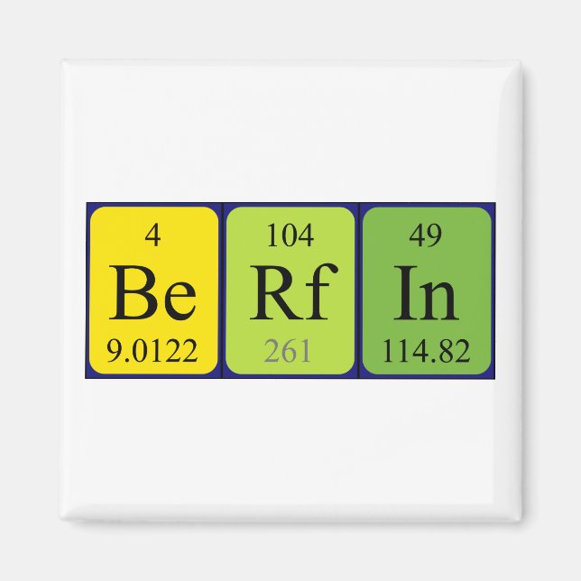 Berfin periodiskt bord namn magnet (Framsidan)