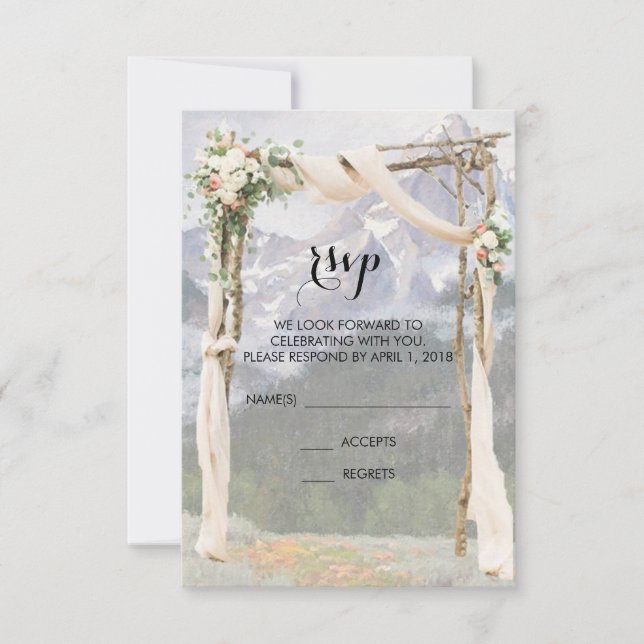 Berg Arbor Park Utomhus Bröllop RSVP-kort Inbjudningar (Framsida)