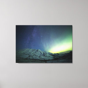 Berg Aurora Borealis & Milky Way Alaska Canvastryck