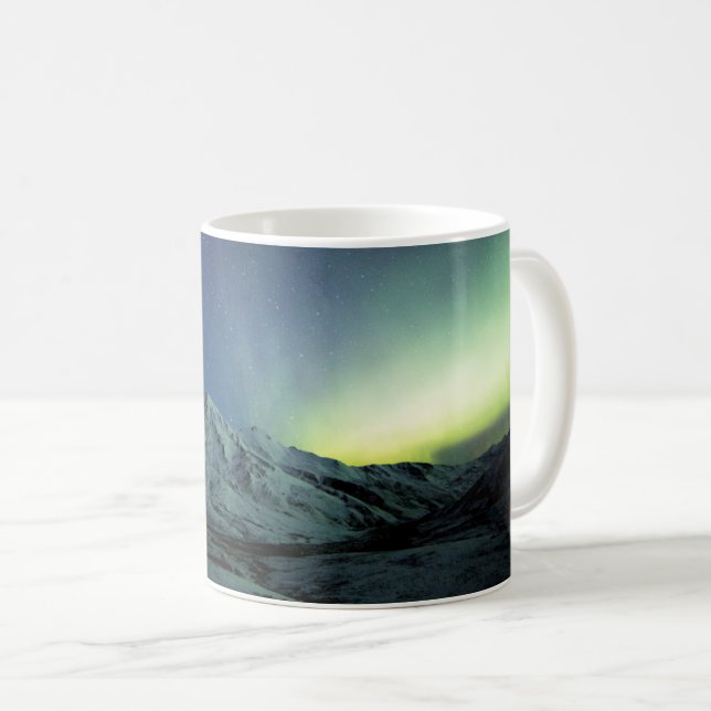 Berg | Aurora Borealis & Milky Way Alaska Kaffemugg (Framsida höger)