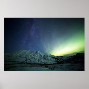 Berg Aurora Borealis & Milky Way Alaska Poster