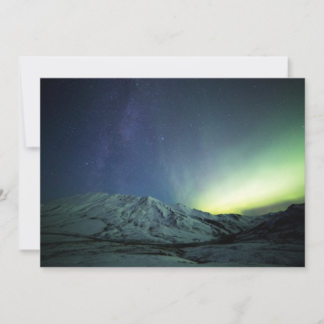 Berg | Aurora Borealis & Milky Way Alaska Tack Kort (Framsida)