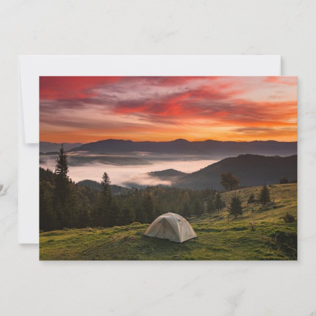 Berg | Camping Foggy Sunrise Tack Kort (Framsida)