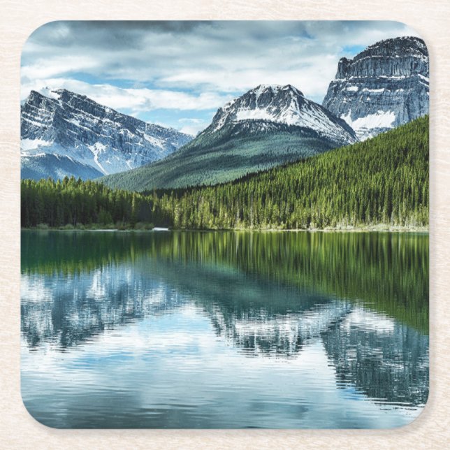 Berg | Canadian Rockies, Alberta Kanada Underlägg Papper Kvadrat (Framsidan)
