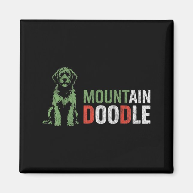 Berg Doodle Hund Älskare Vintage Retro Vandring Magnet (Framsidan)