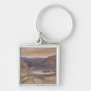 Berg en sjö, norge, c.1827 fyrkantig silverfärgad nyckelring