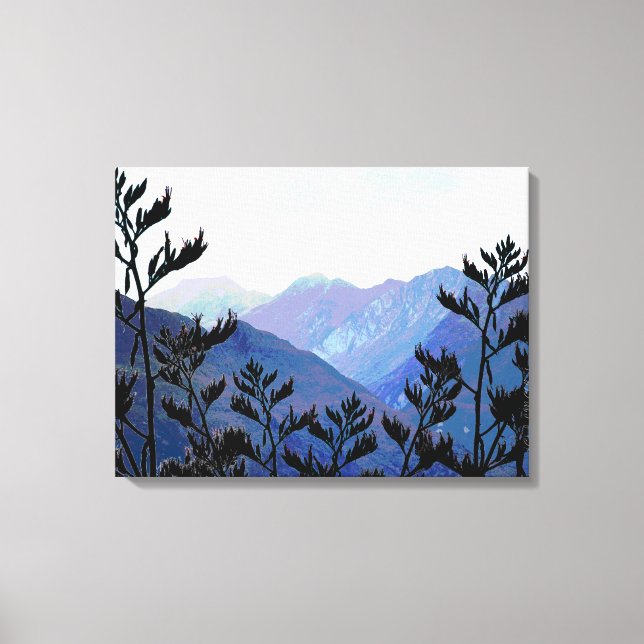 Berg & Flaxes, nyzeeländska popkonst Canvastryck (Framsida)